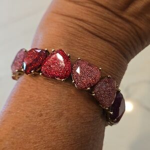 Betsey Johnson Heart-Shaped Red Faceted Bracelet. Like New Retired
